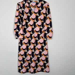 J McLaughlin Carly Geometric Catalina Print 3/4 Sleeve Dress Women's Small